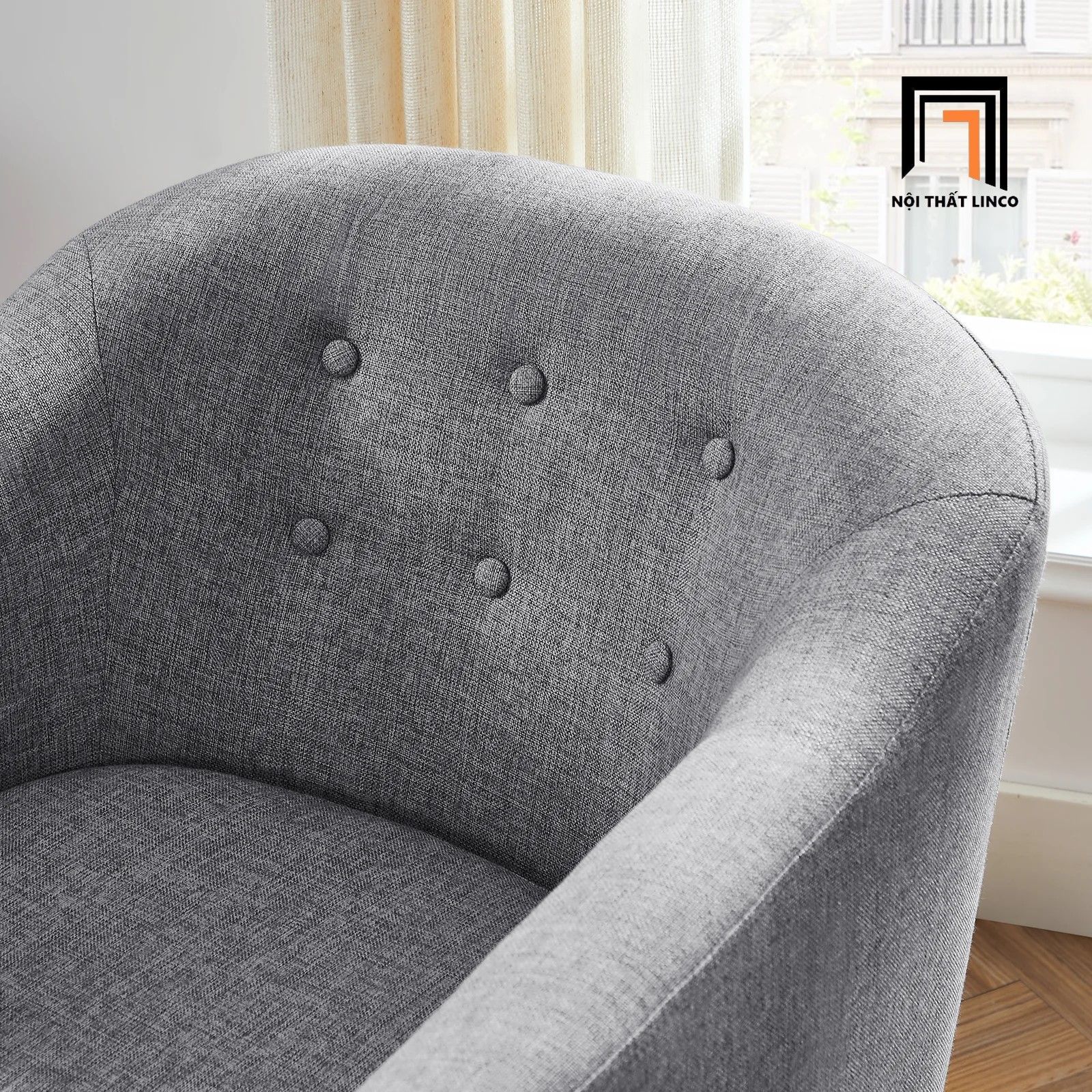 Ghế sofa đơn cho phòng ngủ DT7 Dreer màu muối tiêu xám trắng