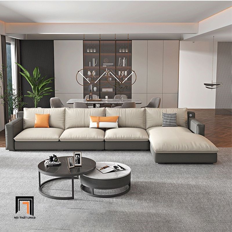Bộ ghế sofa góc L sang trọng GT116 Olive 3m2 x 1m75 da giả