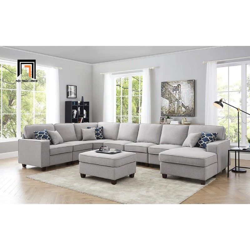 Ghế sofa U phòng khách kiểu dáng hiện đại UT33 Marsala 3m4