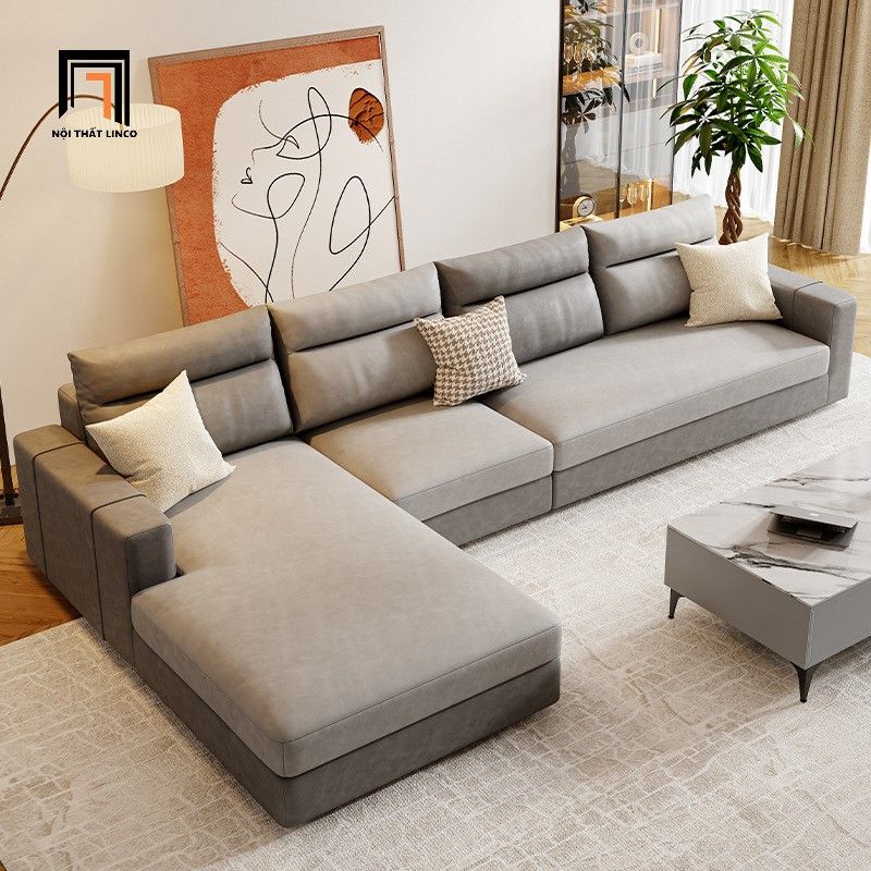 Bộ ghế sofa góc L da Pu 3m x 1m6 GT201 Qingge sang trọng