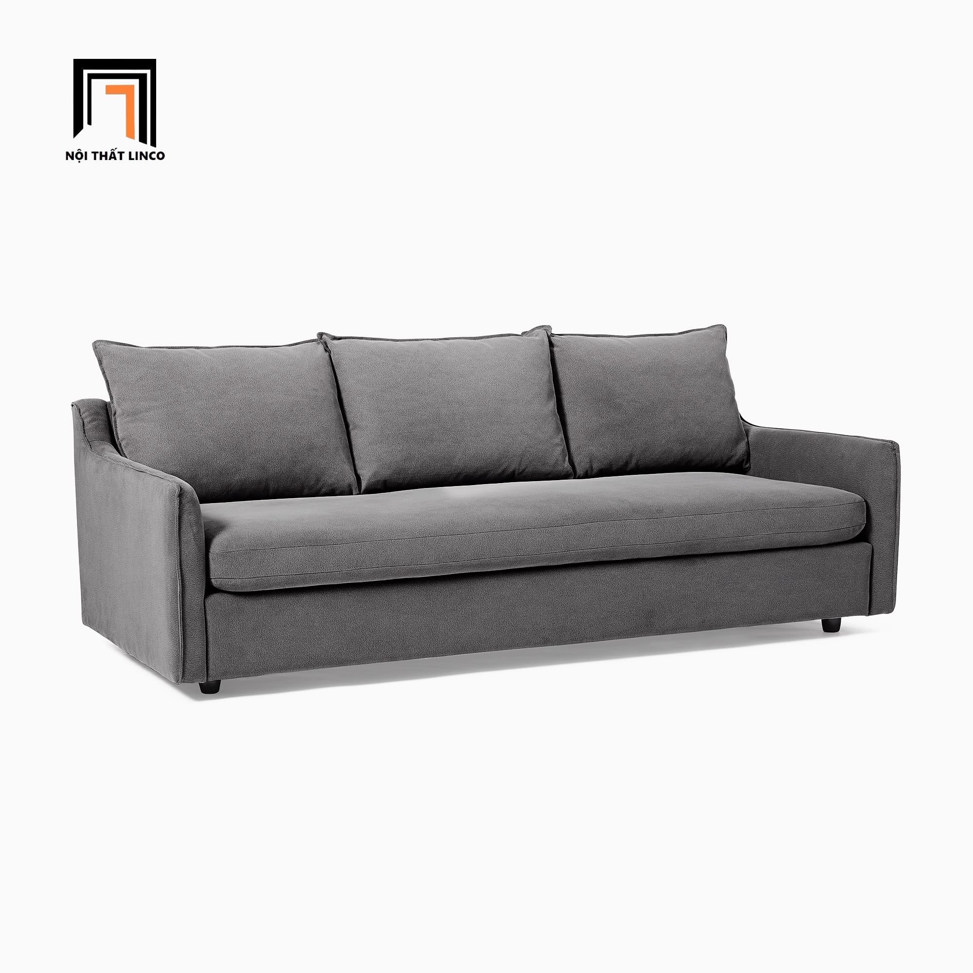 Ghế sofa băng vải nỉ nhung 2m BT124 Easton xám lông chuột