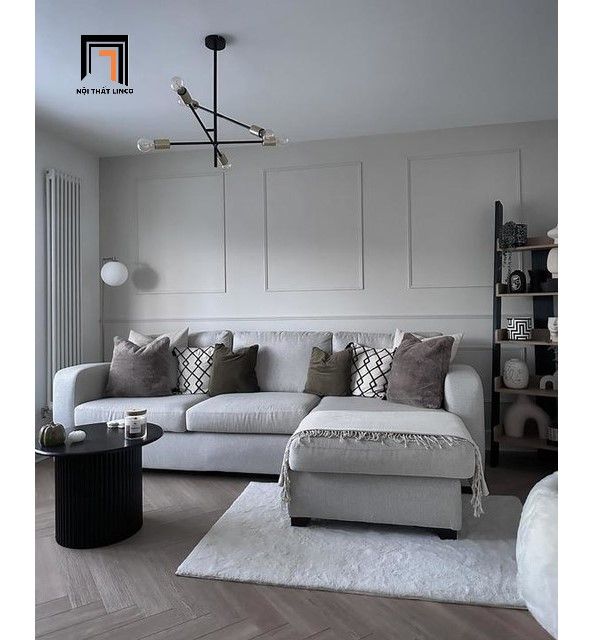 Ghế sofa góc L chung cư GT165 Layla 2m3 x 1m6 xám trắng