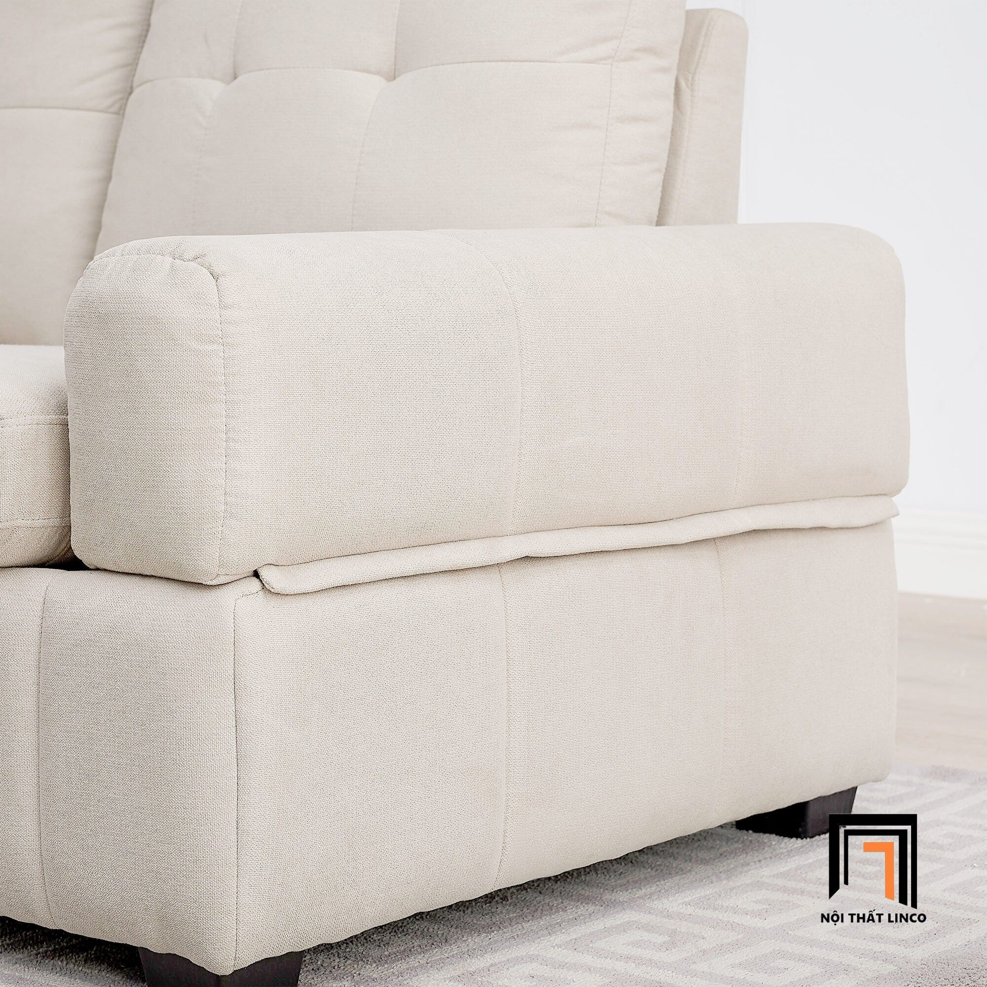 Ghế sofa băng vải nỉ trắng kem BT106 Beige cho gia đình