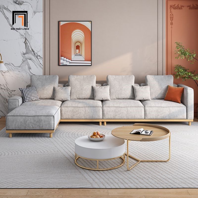 Ghế sofa băng nỉ màu xám ghi BT339 Helgafell 2m3 gia đình