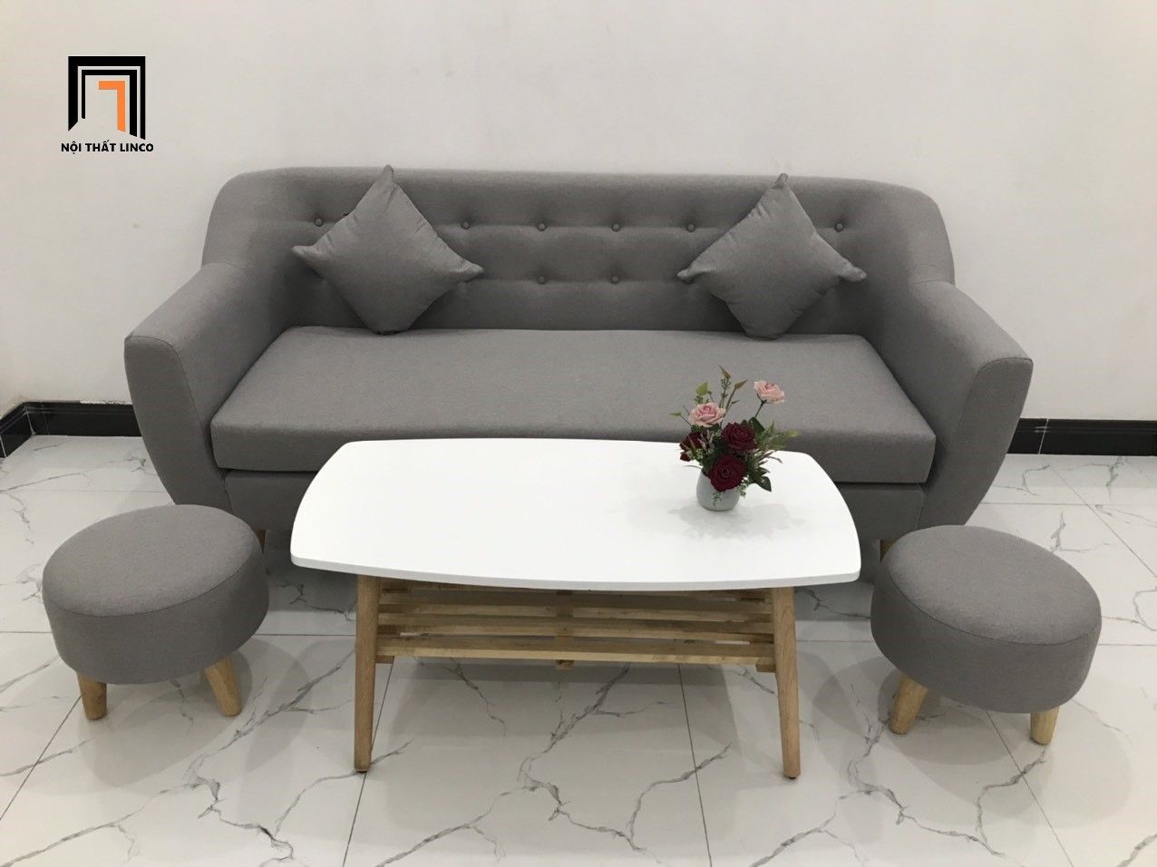 Bộ ghế sofa băng giá rẻ dài 1m9 BGN xám ghi trắng
