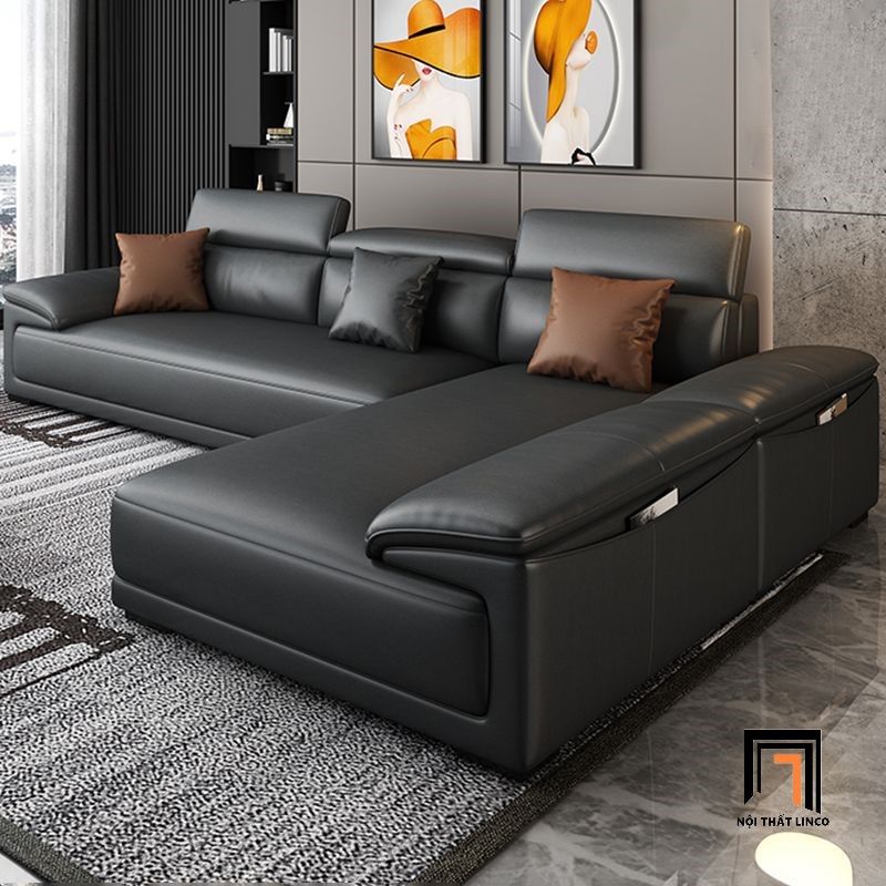 Bộ ghế sofa băng cao cấp BT289 Souris 2m5 da công nghiệp đen