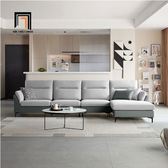 Bộ ghế sofa góc da giả GT35 Miseti 3m x 1m6 cho phòng lớn