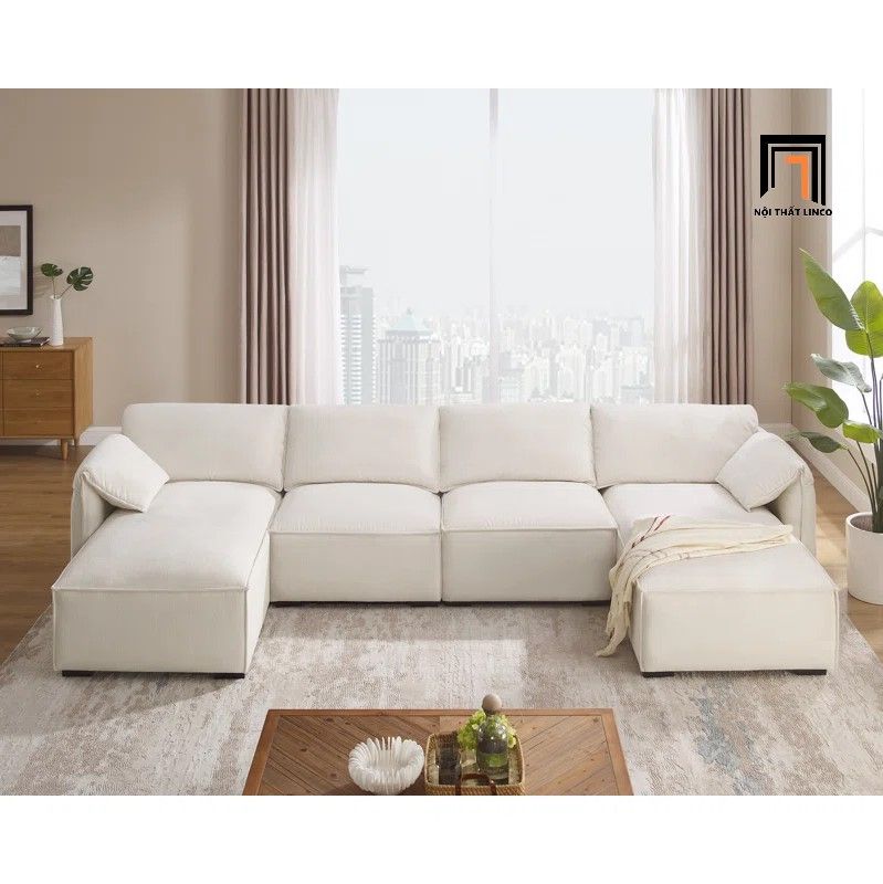 Set ghế sofa U phòng khách thư giãn UT28 Dermott 3m2 giá rẻ
