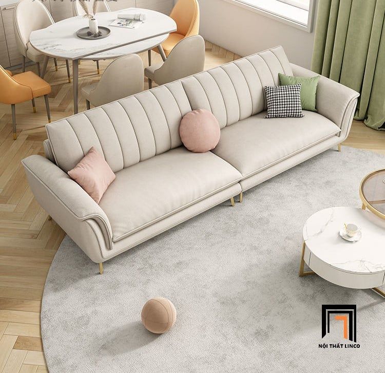 Ghế sofa băng đẹp BT59 Sorgio dài 2m4 da giả trắng kem