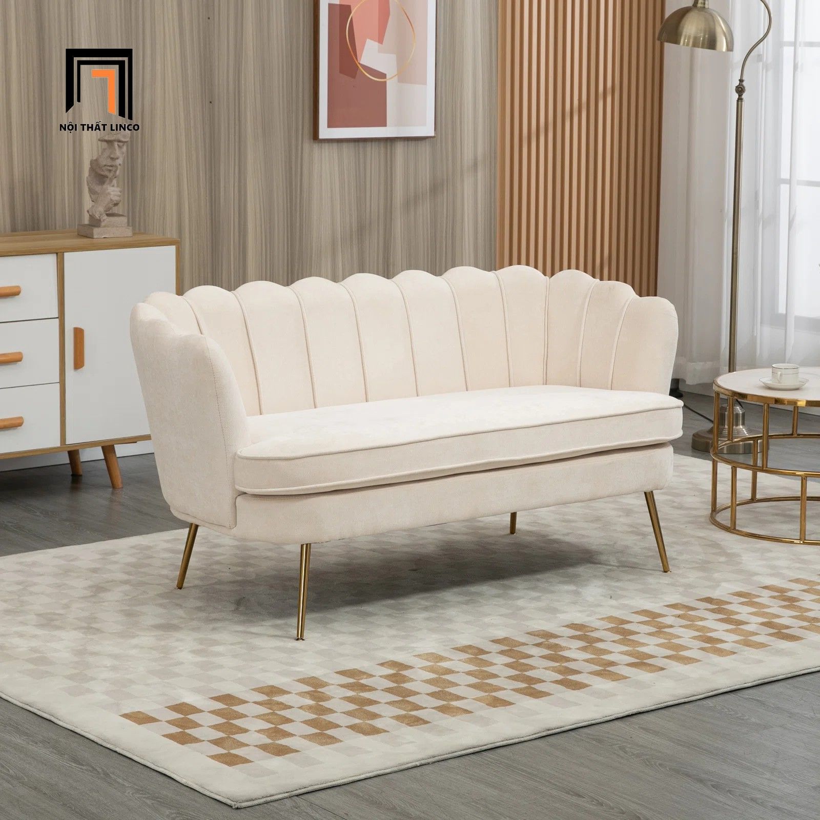 Sofa văng cong sang trọng BT236 Mercer 1m8 cho shop tiệm