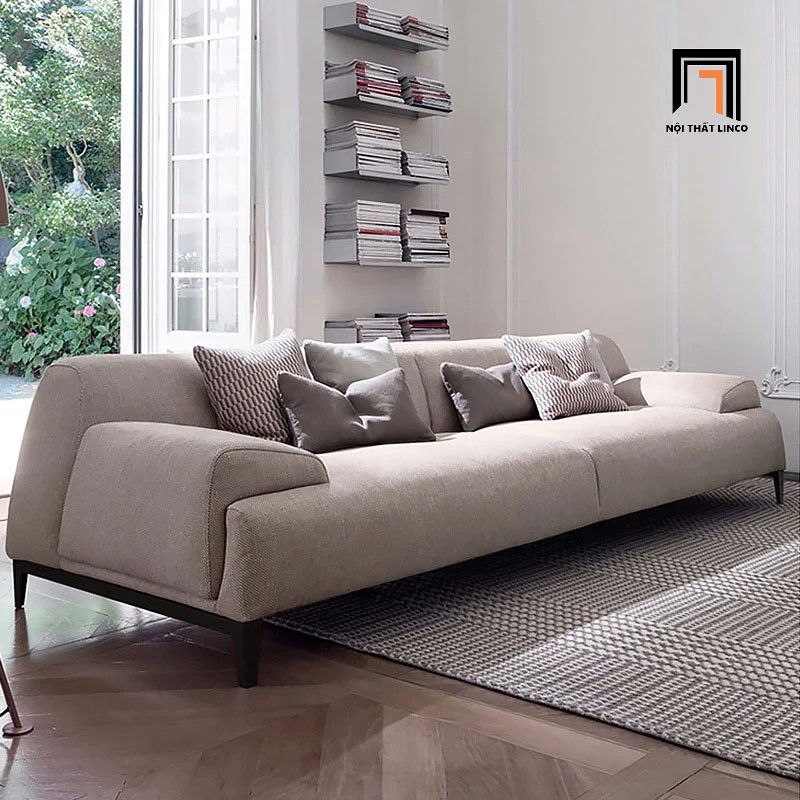 Ghế sofa băng vải nỉ xám lông chuột BT287 Bonny 2m4 cao cấp
