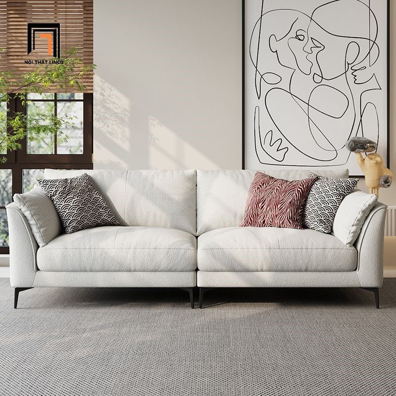 Ghế sofa băng vải nỉ xám trắng 2m3 BT291 Riverton phòng khách