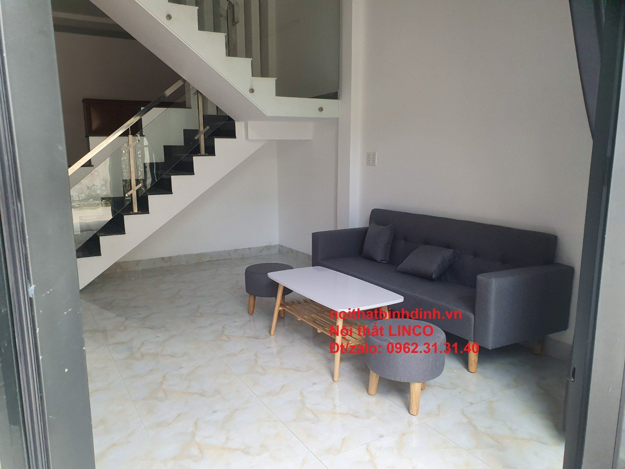 Ghế sofa băng bật giường BTV xám đen dài 2m hiện đại