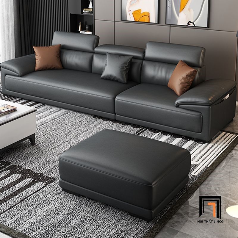 Ghế sofa góc L sang trọng GT176 Souris 2m6 x 1m7 da Pu màu đen