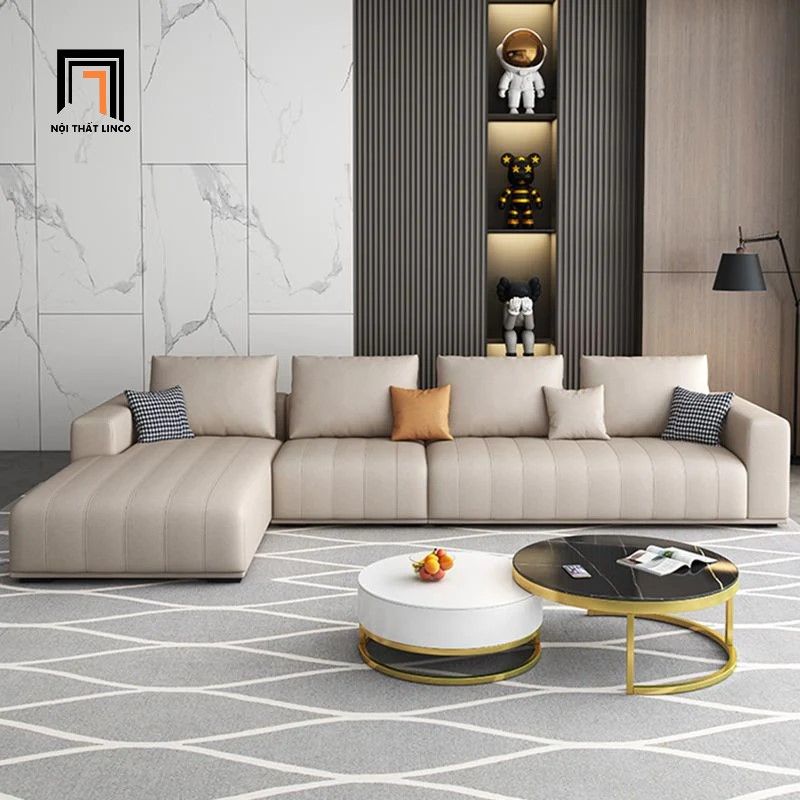 Ghế sofa góc chữ L GT170 Flin 3m x 1m6 da giả màu xám