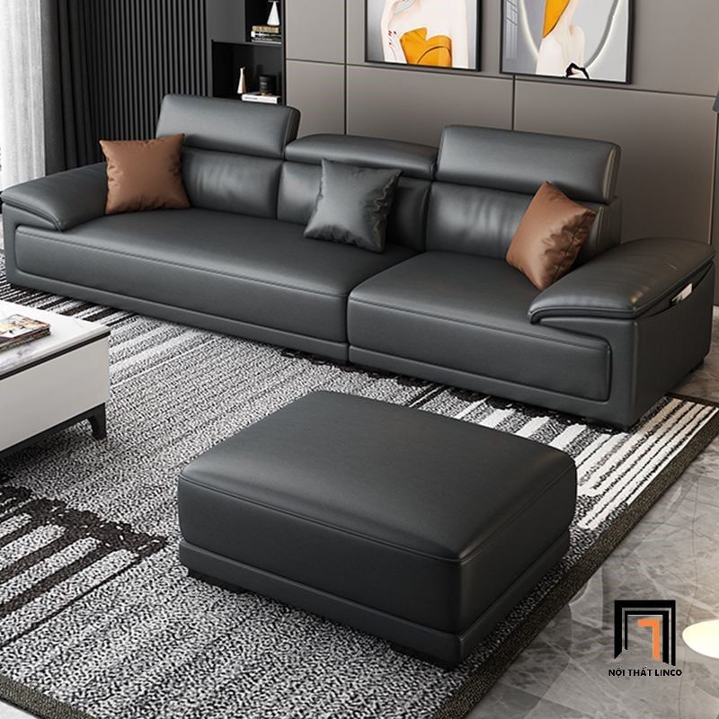 Bộ ghế sofa băng cao cấp BT289 Souris 2m5 da công nghiệp đen