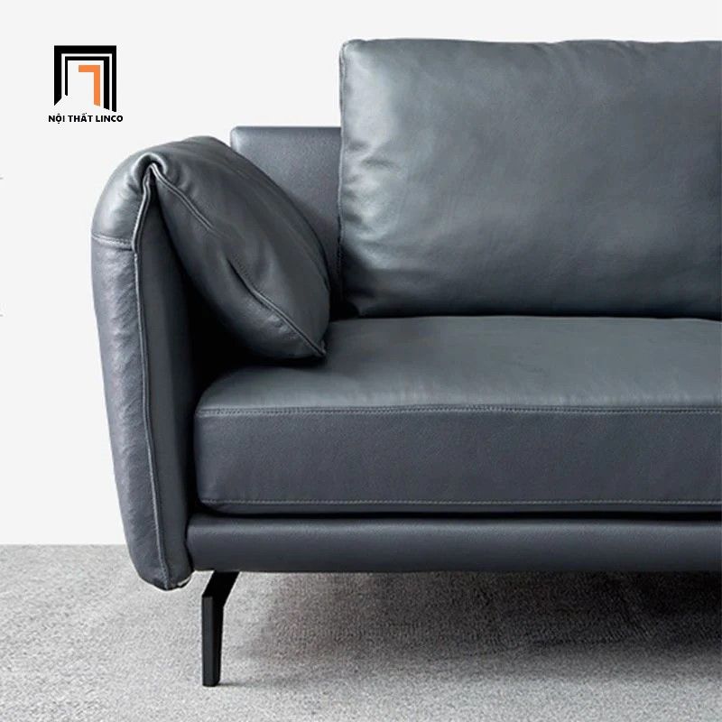 Ghế sofa văng dài 3m sang trọng BT241 Santafe da giả xám đậm