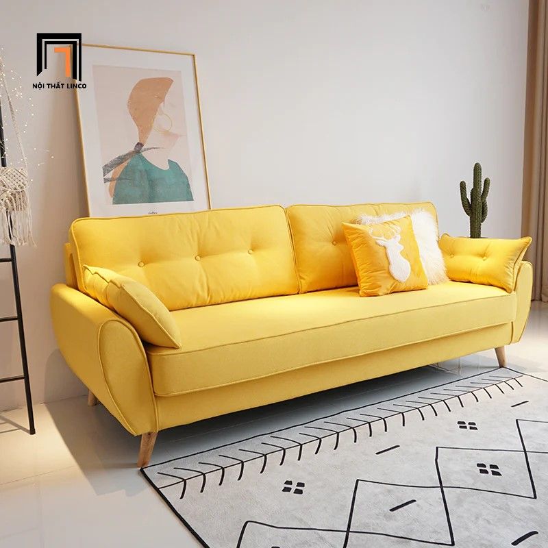 Bộ ghế sofa gia đình vải nỉ bố KT77 Dropy màu be xinh xắn