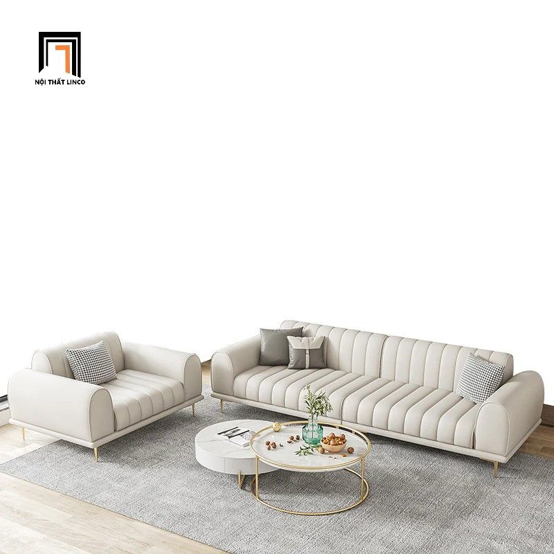 Ghế sofa băng da công nghiệp BT116 Palau dài 2m6 xám trắng