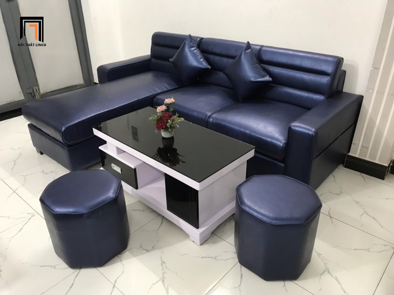 Bộ ghế sofa góc gia đình da Pu GT232 Massaro 2m4 x 1m6 giá rẻ