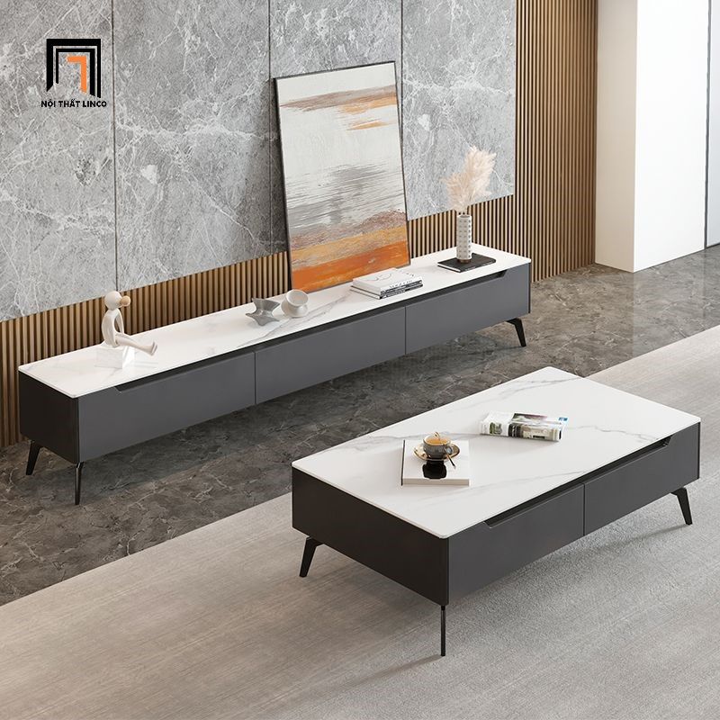 Bàn sofa chữ nhật phòng khách hiện đại BSF36 Camel đá trắng