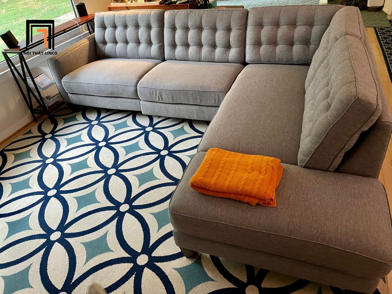 Bộ ghế sofa góc L GT17 Toranado 2m4 x 2m giật nút sang trọng