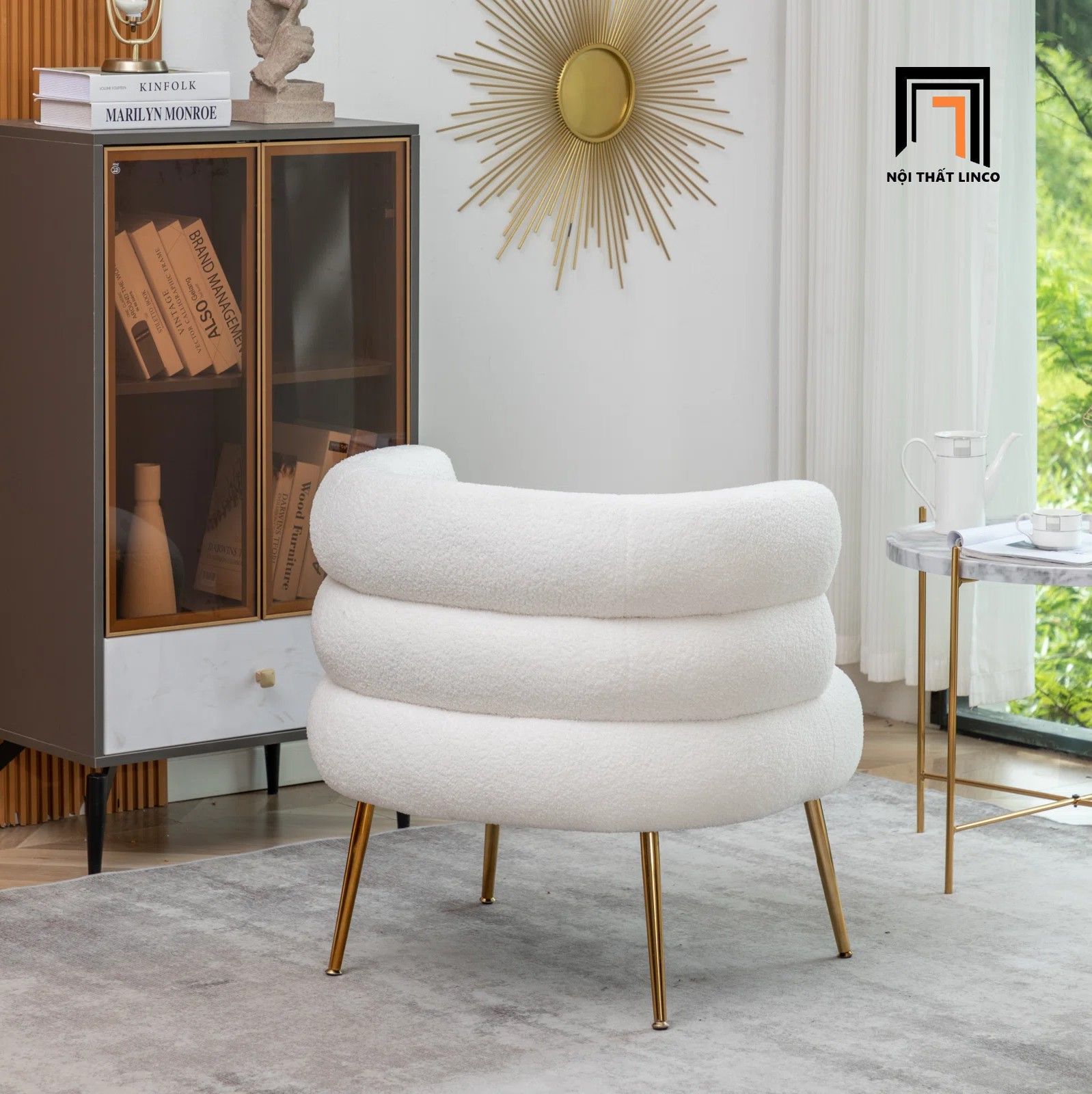 Bộ ghế sofa xinh cho tiệm shop KT144 Demetrius vải lông cừu