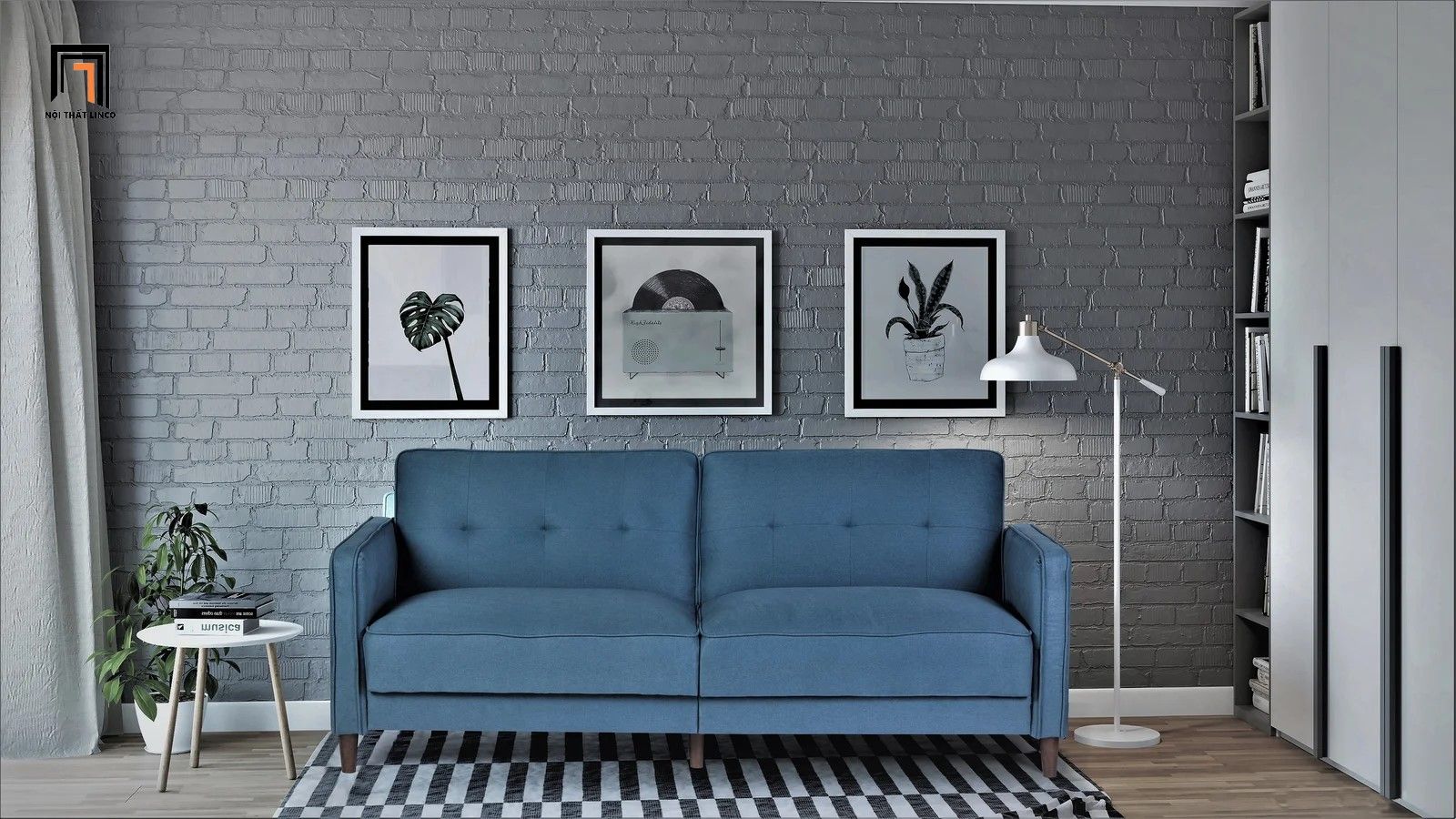 Ghế sofa giường gấp gọn GB39 Swampscott 1m8 xanh dương