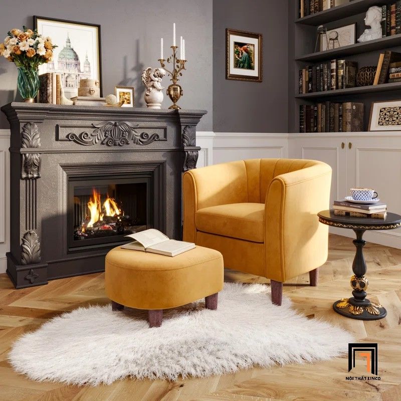 Ghế sofa vàng đơn nhỏ gọn xinh xắn DT92 Torrence 1 người ngồi