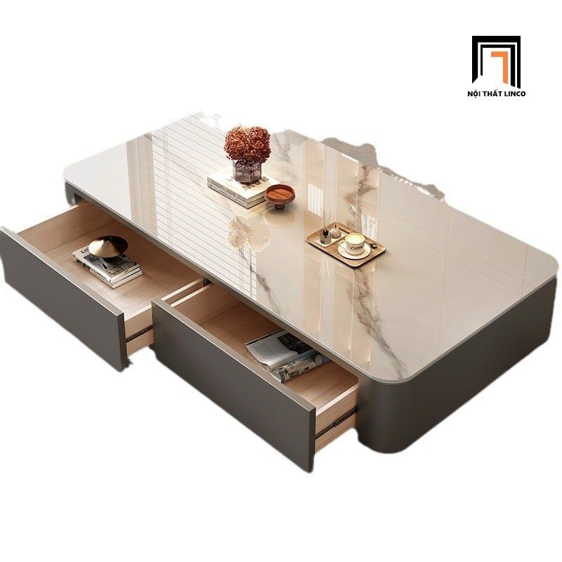 Bàn sofa chữ nhật mặt đá BSF85 Asbury 1m1 hộc kéo xinh xắn