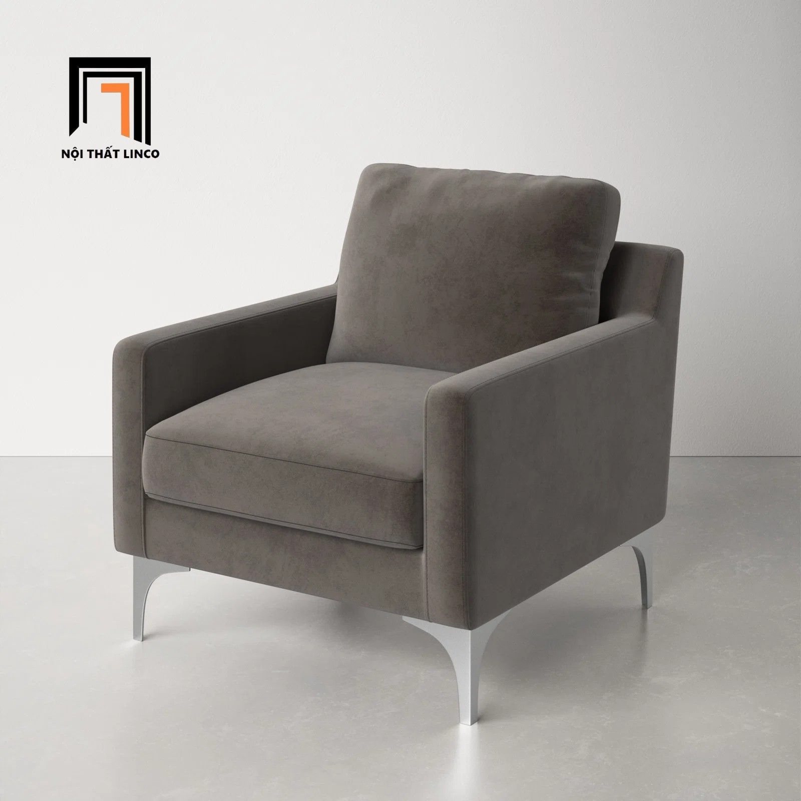 Ghế sofa đơn gia đình vải nhung DT6 Jones màu xanh đậm
