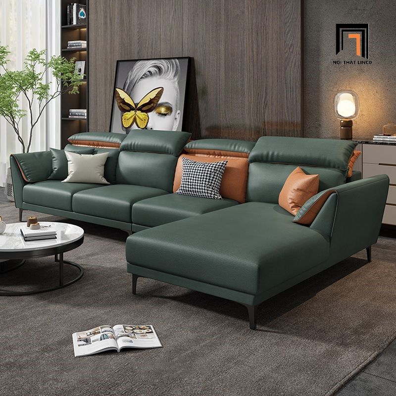 Bộ ghế sofa góc L gật gù GT212 Khalaf 3m x 1m6 da công nghiệp