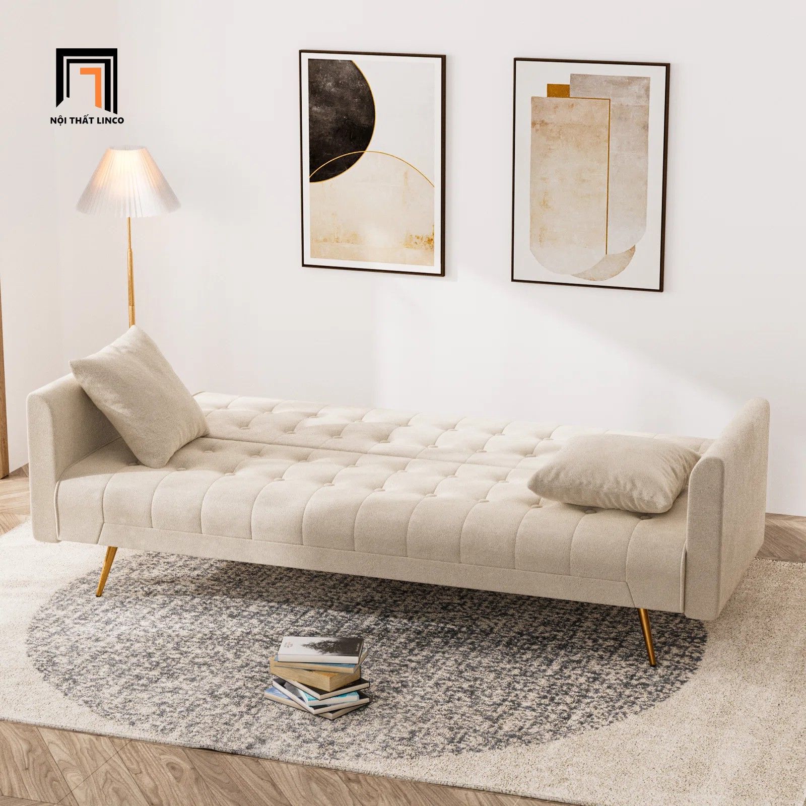 Ghế sofa giường nằm thông minh GB100 Kallaway vải nhung 2m