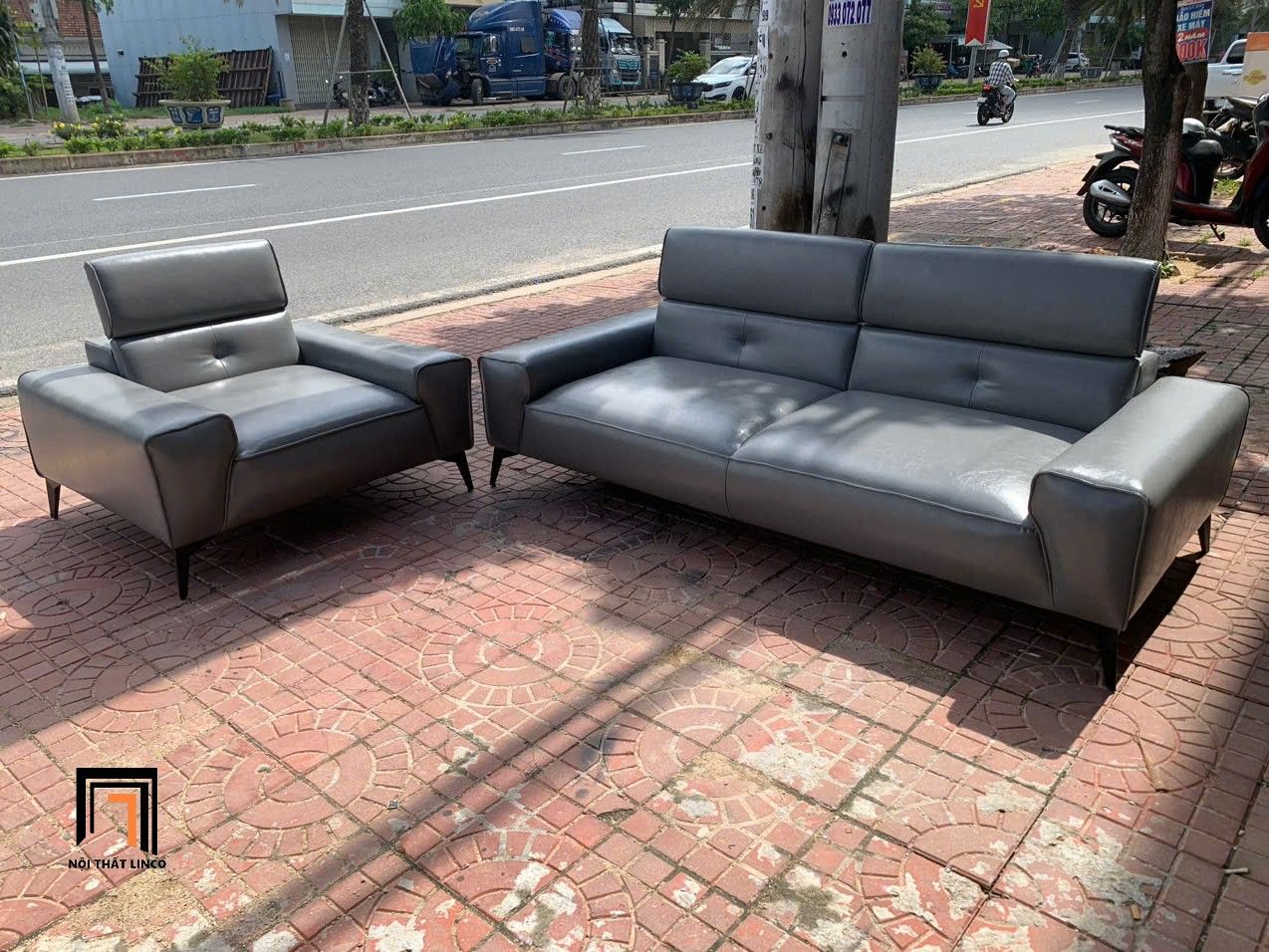 Bộ ghế sofa gật gù KT141 Weta da giả bóng cho phòng khách
