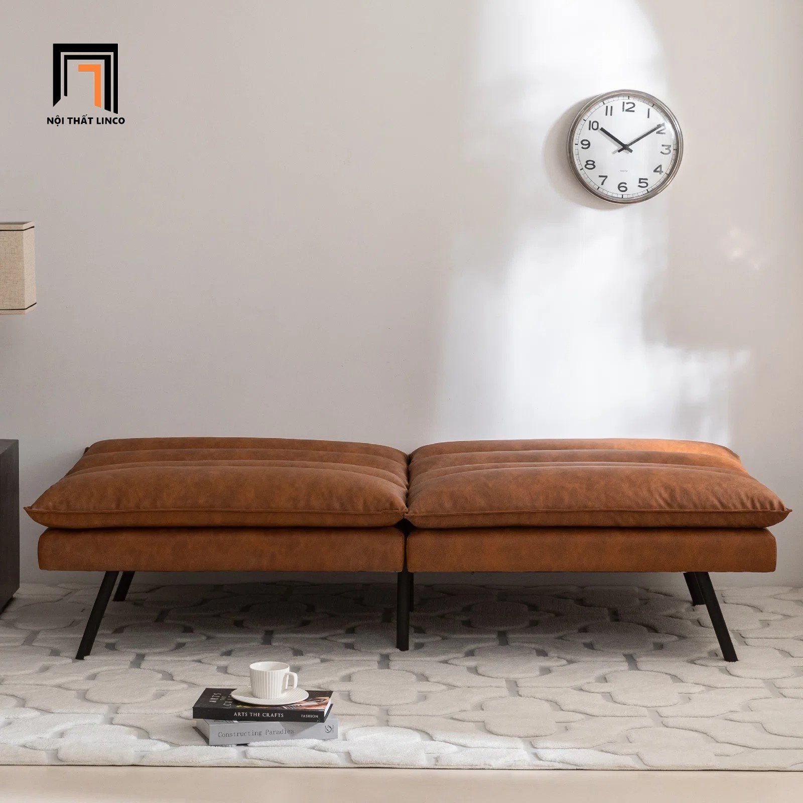 Ghế sofa bed thông minh GB37 Twin 1m8 da giả màu nâu