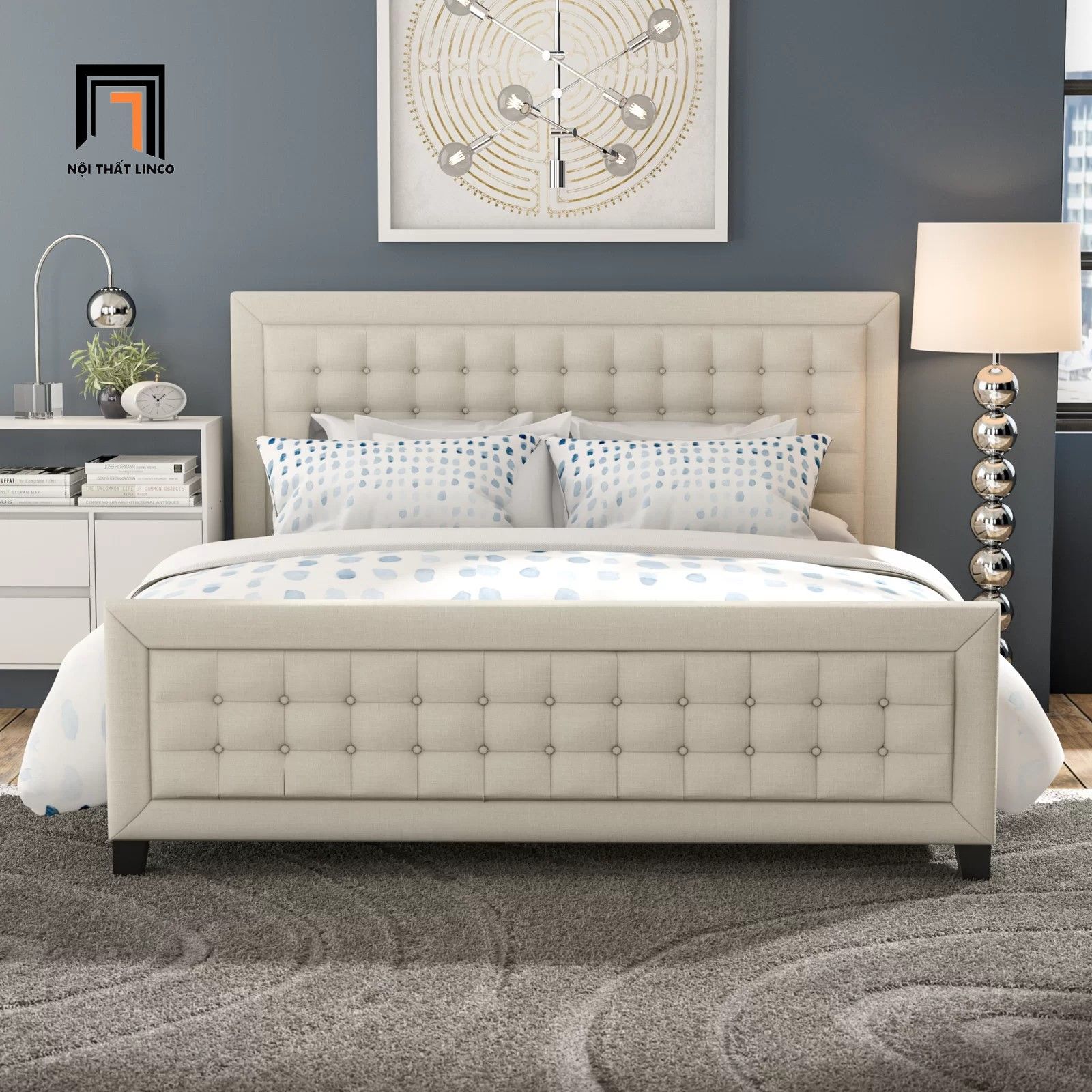 Giường ngủ 1m6 x 2m cao cấp GN25 Kaster phòng ngủ đẹp