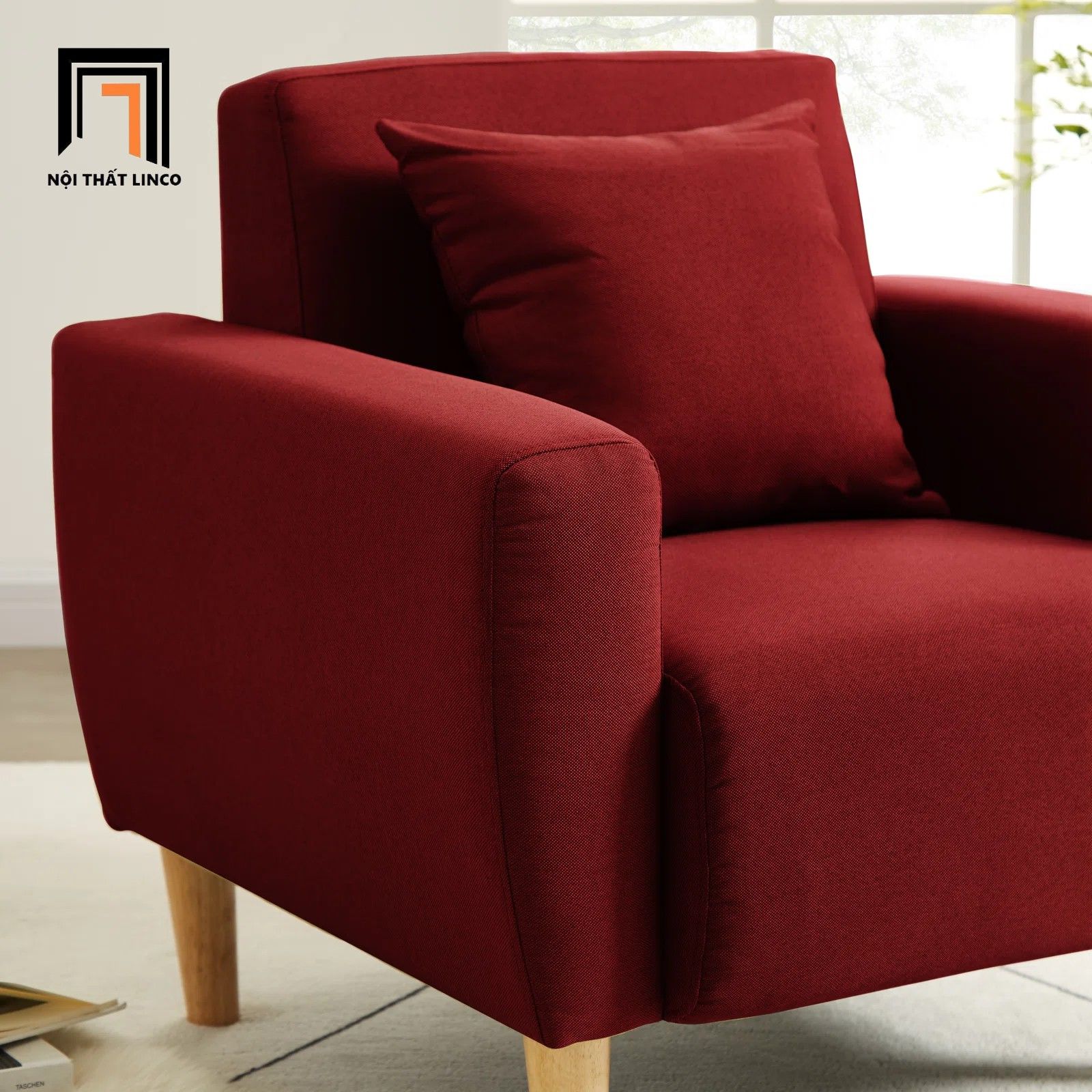 Ghế sofa đơn cho phòng nhỏ DT2 Zaro giá rẻ màu đỏ đô