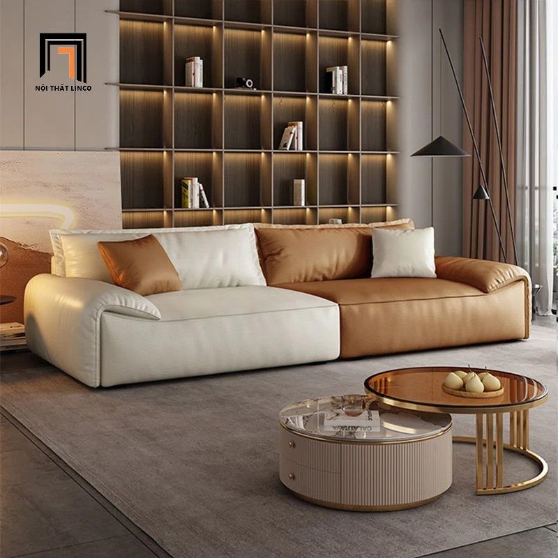 Bộ ghế sofa cao cấp cho gia đình KT85 Thompson da giả sang trọng