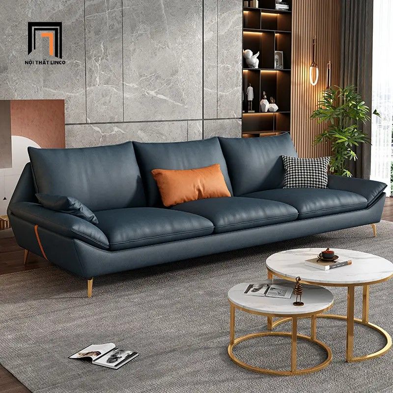 Ghế sofa văng dài 2m3 BT83 Maxky da Pu màu xanh đậm