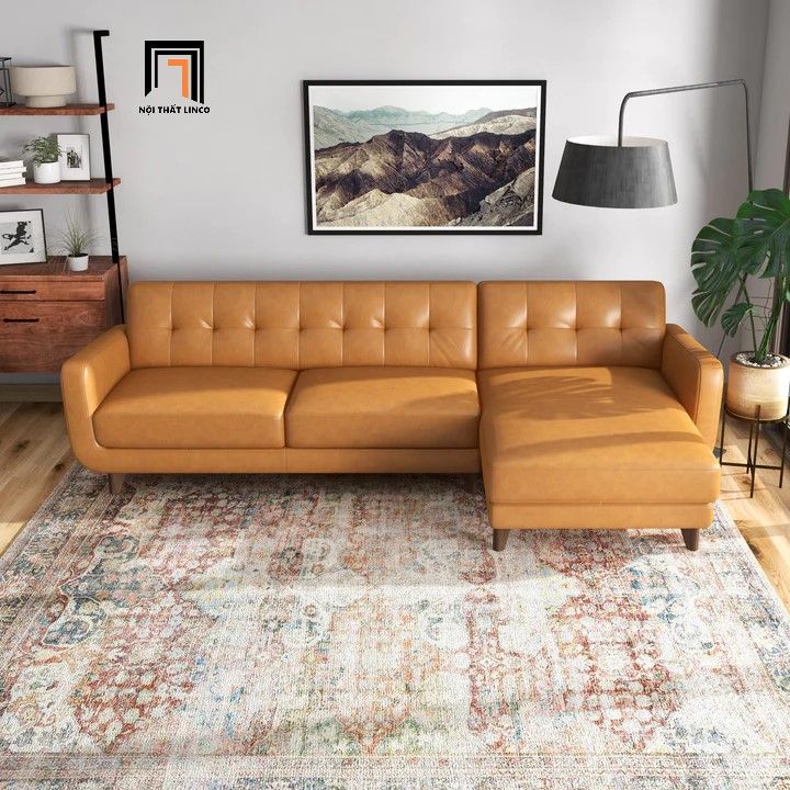 Bộ ghế sofa góc chữ L GT49 Tito 2m4 x 1m6 màu nâu da bò
