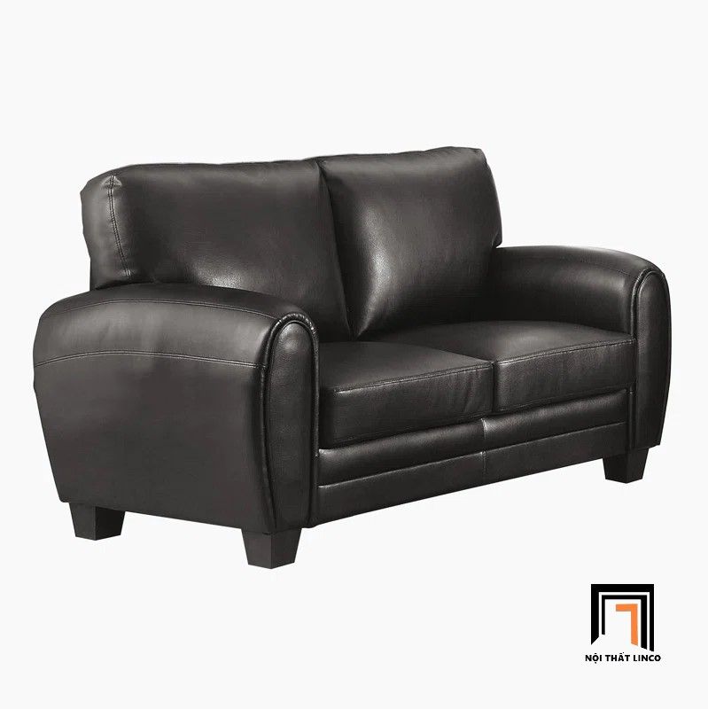Set ghế sofa phong cách châu Âu KT148 Manwi da giả màu đen