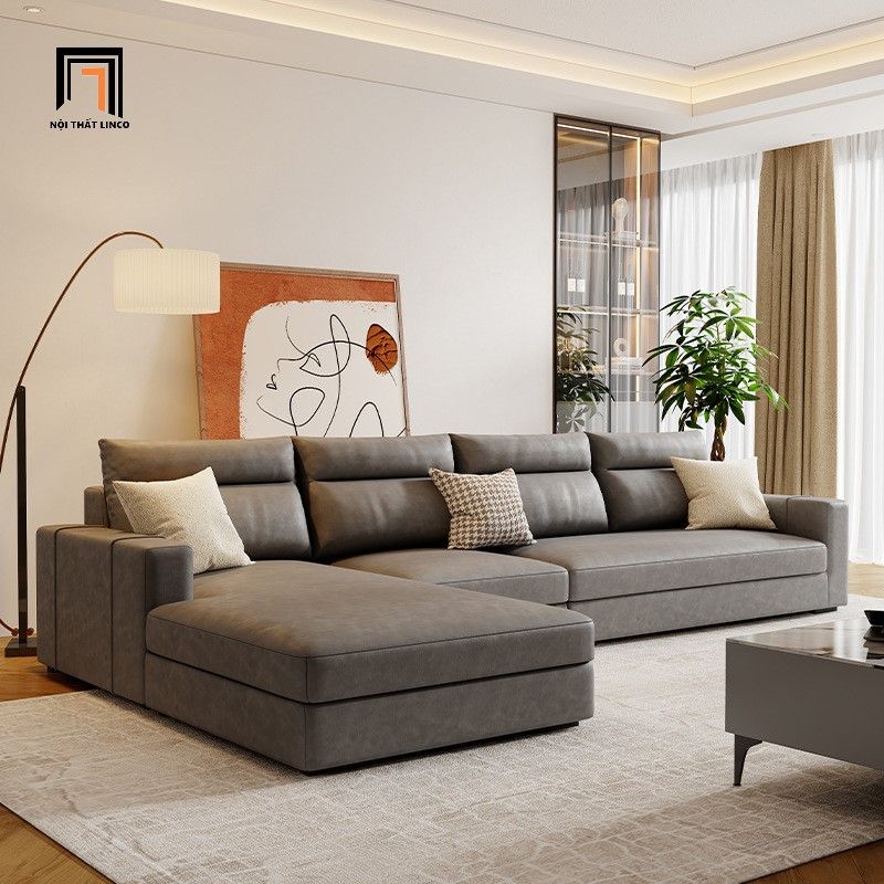 Bộ ghế sofa góc L da Pu 3m x 1m6 GT201 Qingge sang trọng