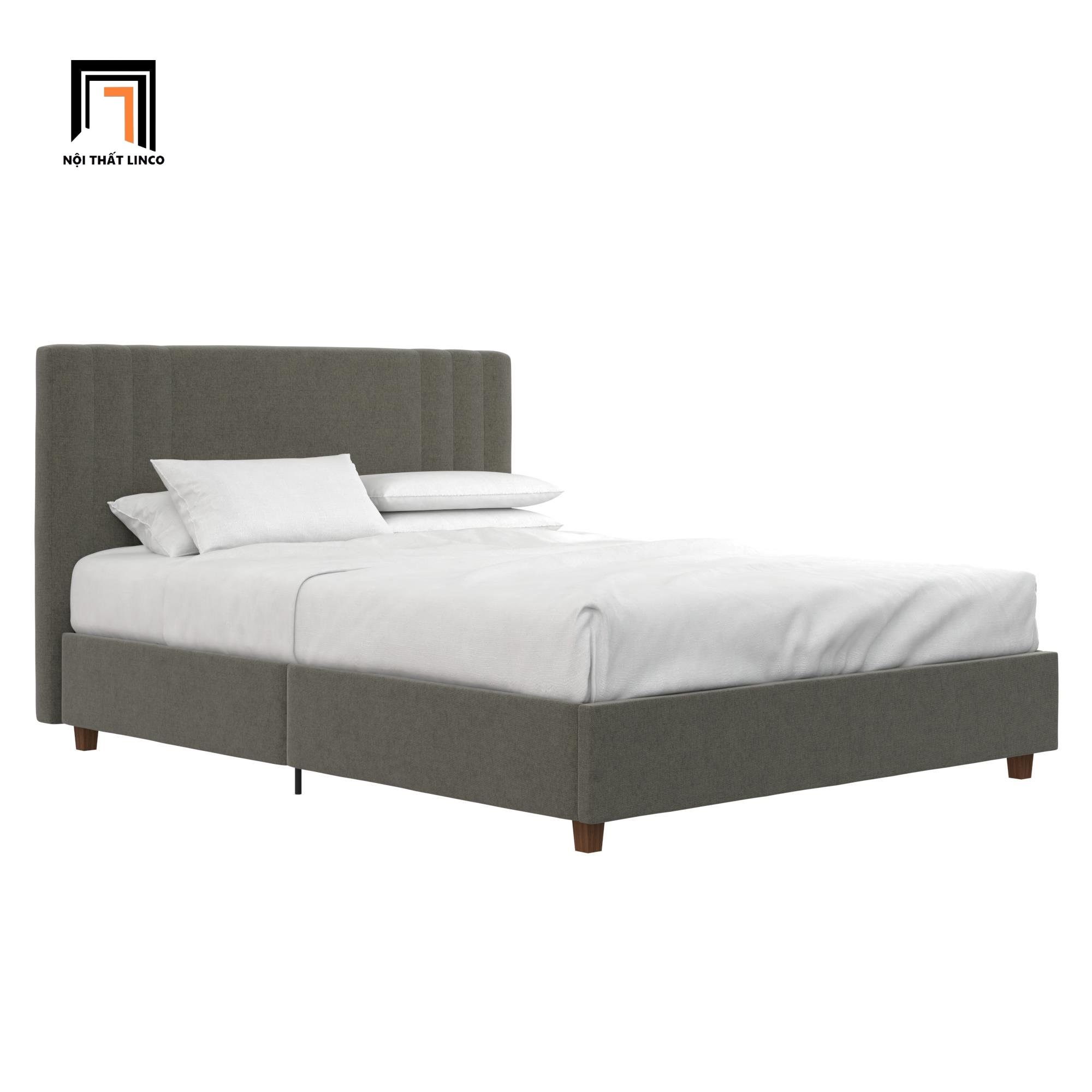 Giường ngủ đẹp cho căn hộ chung cư GN17 Queer vải nỉ xám