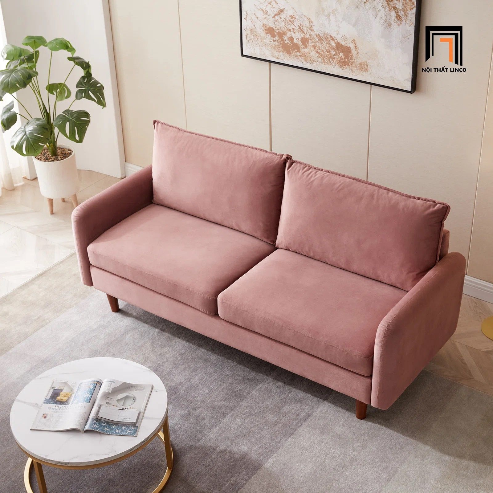 Ghế sofa băng đôi nhỏ gọn dài 1m8 BT219 Lambo màu vàng chanh