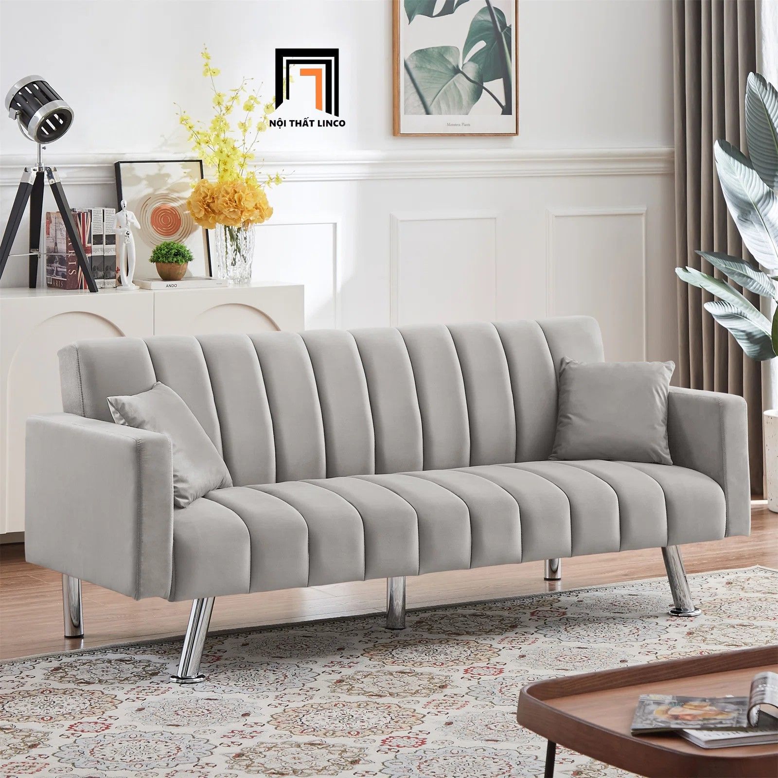 Ghế sofa băng giường vải nhung GB28 Jacquill dài 2m giá rẻ