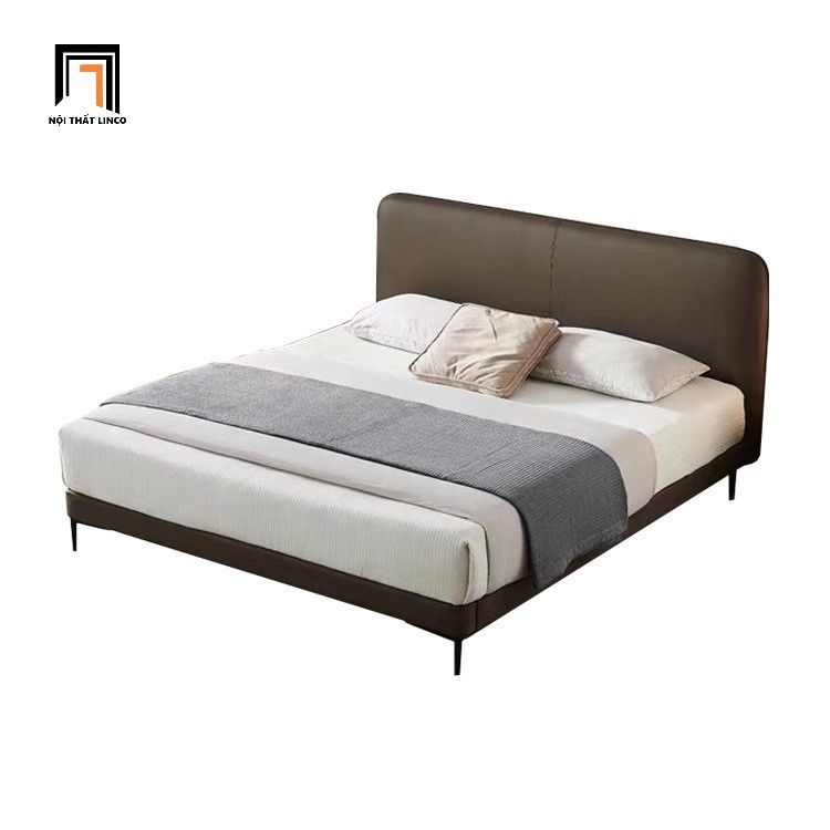 Giường ngủ bọc da công nghiệp GN78 Inez màu nâu sang trọng