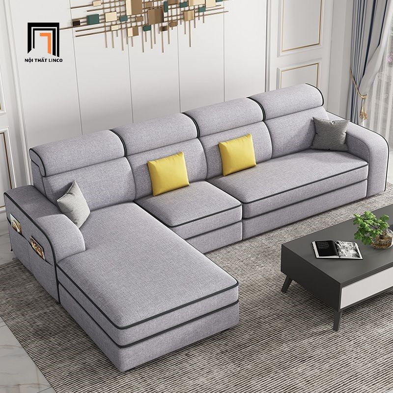 Ghế sofa góc L xám lông chuột GT181 Tunica 2m8 x 1m6 giá rẻ