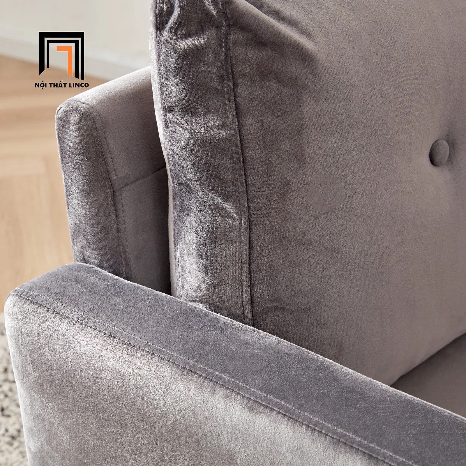 Ghế sofa đơn 1 chỗ ngồi DT8 Brook vải nhung xám đen