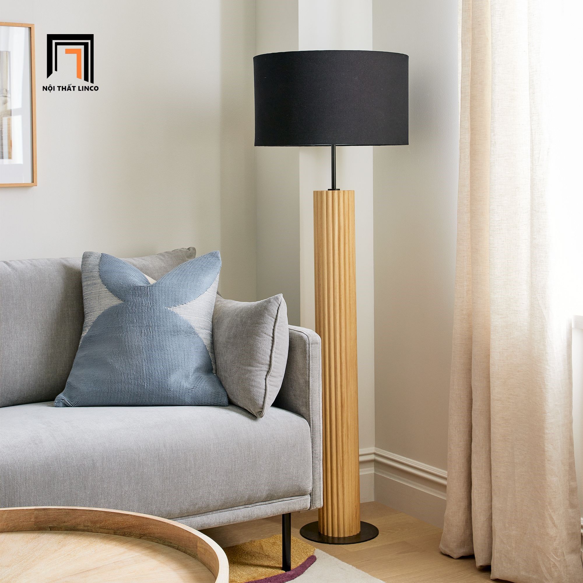 Ghế sofa văng vải nhung hiện đại BT112 Elia 1m9 màu xám tro
