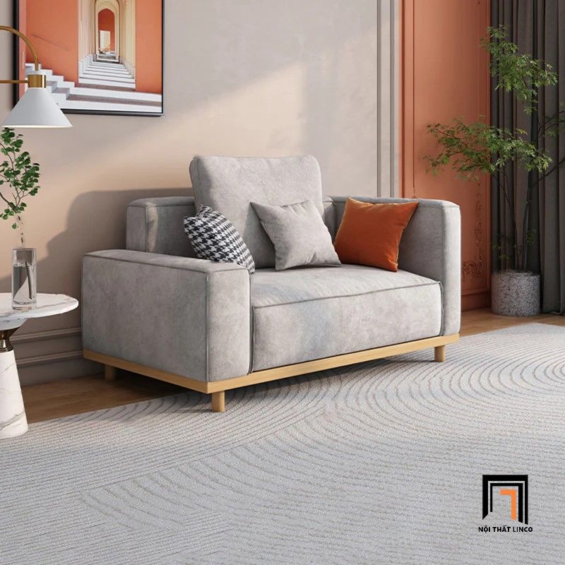 Ghế sofa băng nỉ màu xám ghi BT339 Helgafell 2m3 gia đình